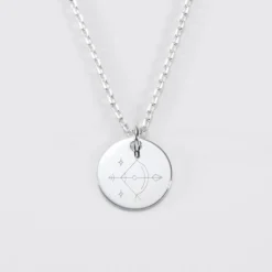 Outlet HappyBulle Pendentif personnalisé médaille gravée argent 15 mm - Edition spéciale Astro Argent rhodié 925