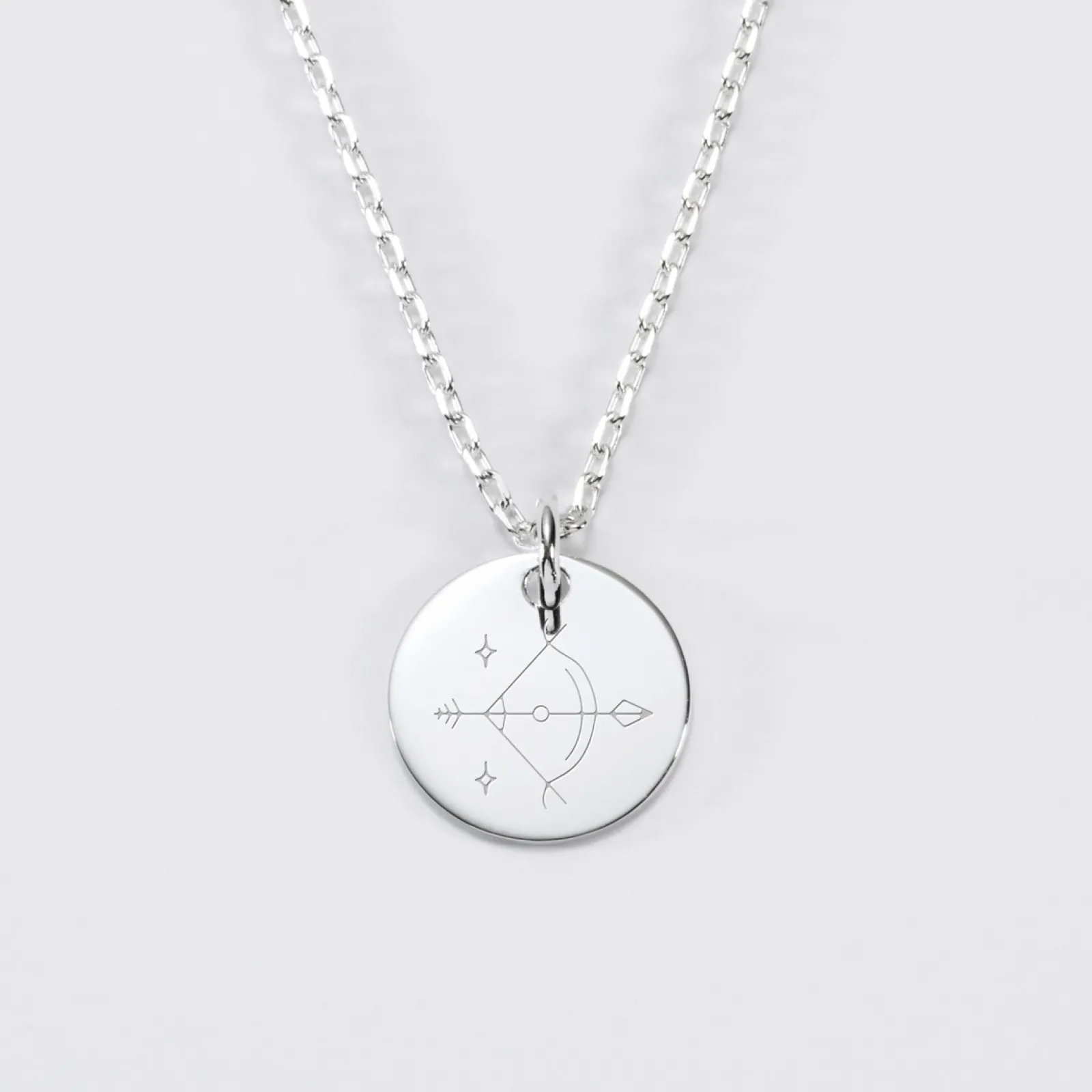 Outlet HappyBulle Pendentif personnalisé médaille gravée argent 15 mm - Edition spéciale Astro Argent rhodié 925