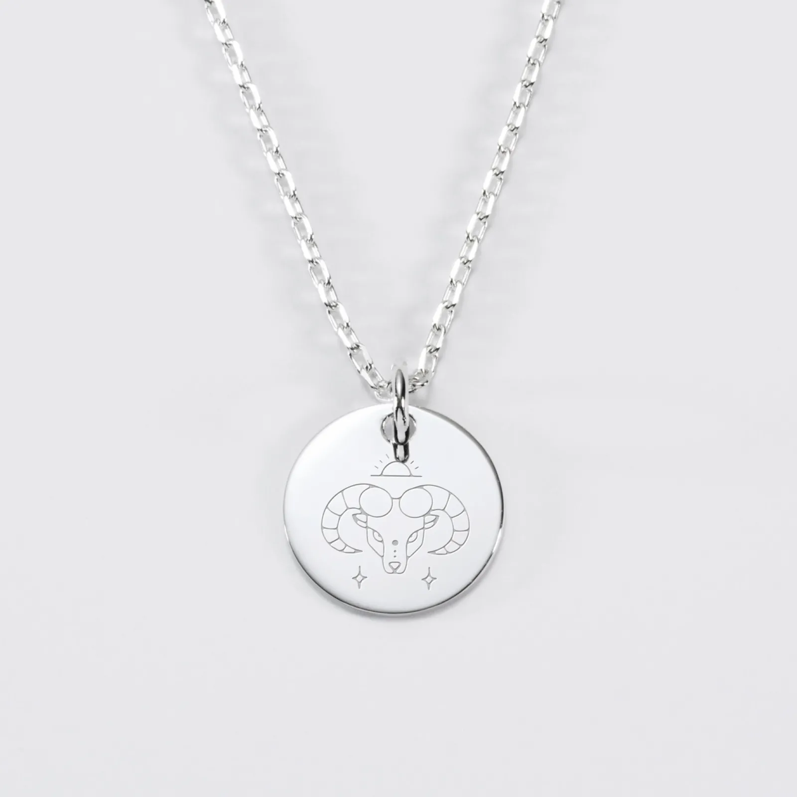 Outlet HappyBulle Pendentif personnalisé médaille gravée argent 15 mm - Edition spéciale Astro Argent rhodié 925