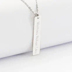 New HappyBulle Pendentif personnalisé médaille gravée argent plaque 40x8 mm Argent rhodié 925