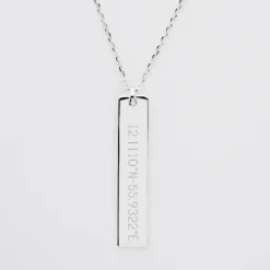 New HappyBulle Pendentif personnalisé médaille gravée argent plaque 40x8 mm Argent rhodié 925