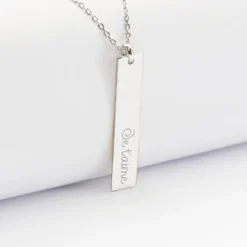 New HappyBulle Pendentif personnalisé médaille gravée argent plaque 40x8 mm Argent rhodié 925