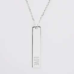 New HappyBulle Pendentif personnalisé médaille gravée argent plaque 40x8 mm Argent rhodié 925