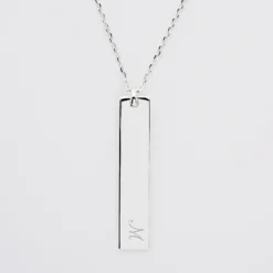 New HappyBulle Pendentif personnalisé médaille gravée argent plaque 40x8 mm Argent rhodié 925