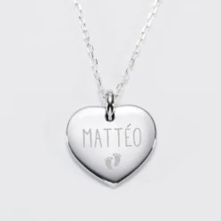 Best HappyBulle Pendentif personnalisé médaille gravée argent coeur bombé 21x20 mm Argent rhodié 925