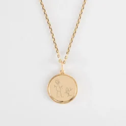 New HappyBulle Pendentif personnalisé médaille gravée plaqué or ange texturée 14 mm Plaqué or 18k