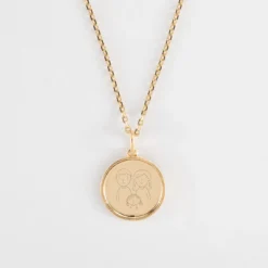 New HappyBulle Pendentif personnalisé médaille gravée plaqué or ange texturée 14 mm Plaqué or 18k