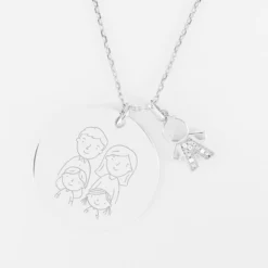 New HappyBulle Pendentif personnalisé médaille gravée argent 27 mm et breloque petit garçon scintillant 12 mm
