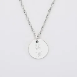 HappyBulle Pendentif personnalisé médaille gravée argent 15 mm - x Barbapapa Argent rhodié 925