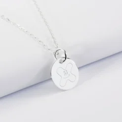 HappyBulle Pendentif personnalisé médaille gravée argent 15 mm - x Barbapapa Argent rhodié 925