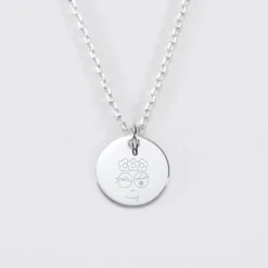 HappyBulle Pendentif personnalisé médaille gravée argent 15 mm - x Barbapapa Argent rhodié 925