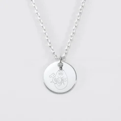 HappyBulle Pendentif personnalisé médaille gravée argent 15 mm - x Barbapapa Argent rhodié 925