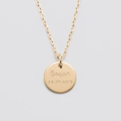Hot HappyBulle Pendentif personnalisé médaille gravée plaqué or 15 mm - Nos petits imparfaits Plaqué or 18k
