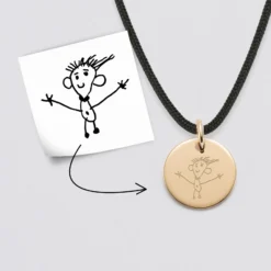 Hot HappyBulle Pendentif personnalisé médaille gravée plaqué or 15 mm - Nos petits imparfaits Plaqué or 18k