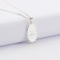 Hot HappyBulle Pendentif personnalisé médaille vintage ovale dentelée gravée argent 20x13 mm - Nos petits imparfaits Argent rhodié 925