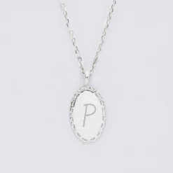 Hot HappyBulle Pendentif personnalisé médaille vintage ovale dentelée gravée argent 20x13 mm - Nos petits imparfaits Argent rhodié 925