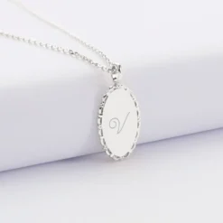 Hot HappyBulle Pendentif personnalisé médaille vintage ovale dentelée gravée argent 20x13 mm - Nos petits imparfaits Argent rhodié 925