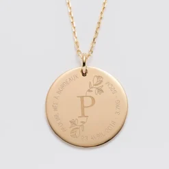 New HappyBulle Pendentif personnalisé médaille gravée plaqué or 27 mm - édition spéciale 