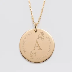 New HappyBulle Pendentif personnalisé médaille gravée plaqué or 27 mm - édition spéciale 