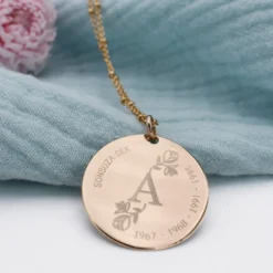 New HappyBulle Pendentif personnalisé médaille gravée plaqué or 27 mm - édition spéciale 
