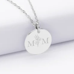 Clearance HappyBulle Pendentif personnalisé médaille gravée argent 19 mm - Edition spéciale mariage Initiales Florales Argent rhodié 925
