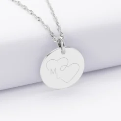 Outlet HappyBulle Pendentif personnalisé médaille gravée argent 19 mm - Edition spéciale mariage Coeur Infini Argent rhodié 925