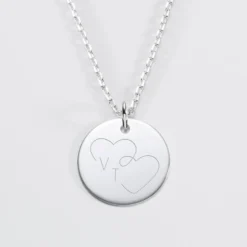 Outlet HappyBulle Pendentif personnalisé médaille gravée argent 19 mm - Edition spéciale mariage Coeur Infini Argent rhodié 925