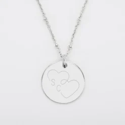 Outlet HappyBulle Pendentif personnalisé médaille gravée argent 19 mm - Edition spéciale mariage Coeur Infini Argent rhodié 925