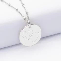 Outlet HappyBulle Pendentif personnalisé médaille gravée argent 19 mm - Edition spéciale mariage Coeur Infini Argent rhodié 925