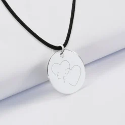 Outlet HappyBulle Pendentif personnalisé médaille gravée argent 19 mm - Edition spéciale mariage Coeur Infini Argent rhodié 925