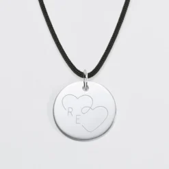 Outlet HappyBulle Pendentif personnalisé médaille gravée argent 19 mm - Edition spéciale mariage Coeur Infini Argent rhodié 925