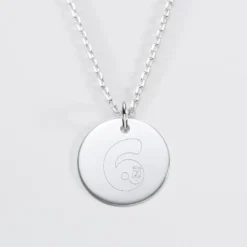Hot HappyBulle Pendentif personnalisé médaille gravée argent 19 mm - x Barbapapa Argent rhodié 925