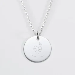 Hot HappyBulle Pendentif personnalisé médaille gravée argent 19 mm - x Barbapapa Argent rhodié 925