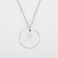 Hot HappyBulle Pendentif personnalisé médaille gravée argent 19 mm - x Barbapapa Argent rhodié 925