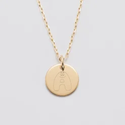 Sale HappyBulle Pendentif personnalisé médaille gravée plaqué or 15 mm - x Barbapapa Plaqué or 18k