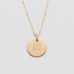 Sale HappyBulle Pendentif personnalisé médaille gravée plaqué or 15 mm - x Barbapapa Plaqué or 18k