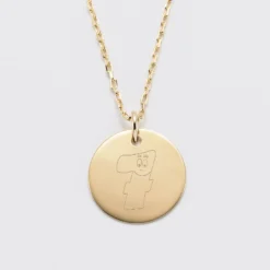 Best HappyBulle Pendentif personnalisé médaille gravée plaqué or 19 mm - x Barbapapa Plaqué or 18k