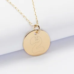 Best HappyBulle Pendentif personnalisé médaille gravée plaqué or 19 mm - x Barbapapa Plaqué or 18k