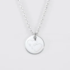 Discount HappyBulle Pendentif personnalisé médaille gravée argent 15 mm - Edition spéciale mariage Coeur Infini Argent rhodié 925