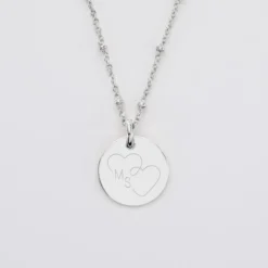 Discount HappyBulle Pendentif personnalisé médaille gravée argent 15 mm - Edition spéciale mariage Coeur Infini Argent rhodié 925