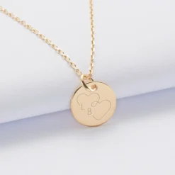 Online HappyBulle Pendentif personnalisé médaille gravée plaqué or 15 mm - Edition spéciale mariage Coeur Infini Plaqué or 18k