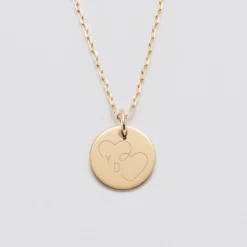 Online HappyBulle Pendentif personnalisé médaille gravée plaqué or 15 mm - Edition spéciale mariage Coeur Infini Plaqué or 18k