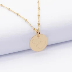 Online HappyBulle Pendentif personnalisé médaille gravée plaqué or 15 mm - Edition spéciale mariage Coeur Infini Plaqué or 18k