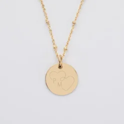 Online HappyBulle Pendentif personnalisé médaille gravée plaqué or 15 mm - Edition spéciale mariage Coeur Infini Plaqué or 18k