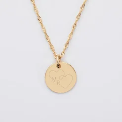 Online HappyBulle Pendentif personnalisé médaille gravée plaqué or 15 mm - Edition spéciale mariage Coeur Infini Plaqué or 18k
