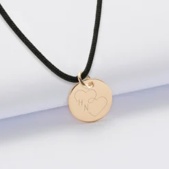 Online HappyBulle Pendentif personnalisé médaille gravée plaqué or 15 mm - Edition spéciale mariage Coeur Infini Plaqué or 18k