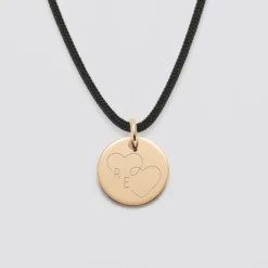 Online HappyBulle Pendentif personnalisé médaille gravée plaqué or 15 mm - Edition spéciale mariage Coeur Infini Plaqué or 18k