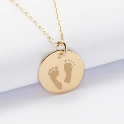 Discount HappyBulle Pendentif personnalisé médaille gravée plaqué or 19 mm Plaqué or 18k