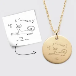 Discount HappyBulle Pendentif personnalisé médaille gravée plaqué or 19 mm Plaqué or 18k