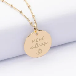 Discount HappyBulle Pendentif personnalisé médaille gravée plaqué or 19 mm Plaqué or 18k